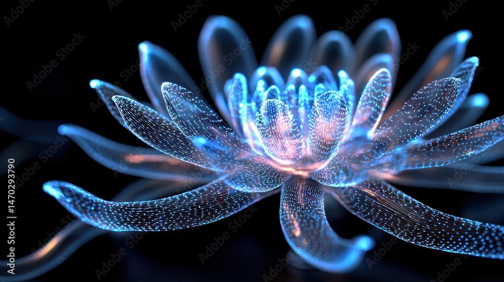 Poster an artistic and glowing digital rendering of a beautiful flower