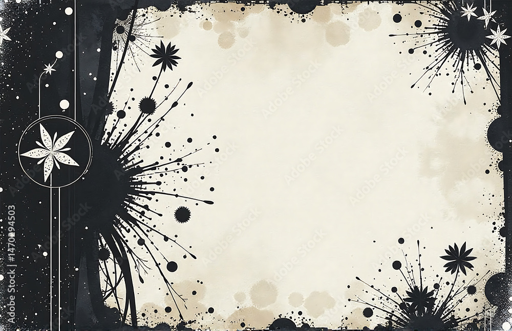 Poster vintage grunge inspired black white collaged background mixed textures unique shapes created generat