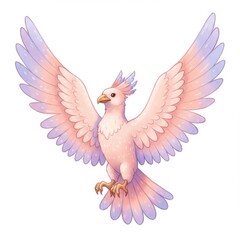 Obraz premium Pastel Pink and Purple Fantasy Bird with Spread Wings