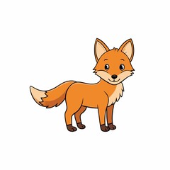 Fototapeta premium Cute cartoon fox vector illustration standing isolated on white background