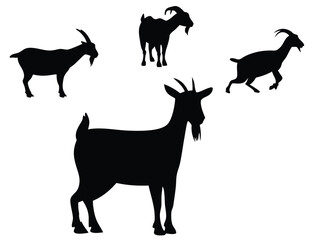 set of goat silhouette vector isolated on white background