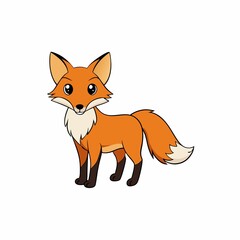 Obraz premium Cute cartoon fox illustration standing isolated on white background