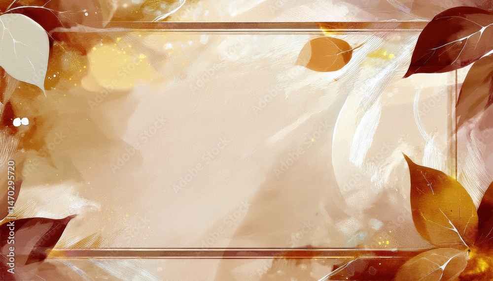 Poster autumn leaf abstract background with watercolor swirls and textured canvas for seasonal web design, 