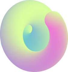 3D abstract gradient shape. Colored fluid wavy line. Bright blended holographic stroke. Swirl modern doodle stroke. Trendy vibrant element for creative poster