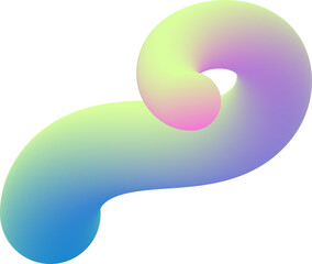 3D abstract gradient shape. Colored fluid wavy line. Bright blended holographic stroke. Swirl modern doodle stroke. Trendy vibrant element for creative poster