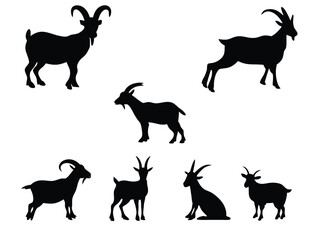 Goat silhouettes set, goat silhouettes
