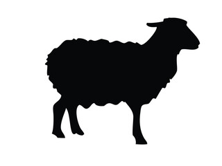 Black Sheep Silhouette Icon, Vector Farm Animal Symbol