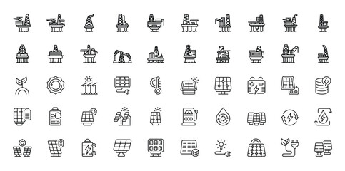 Energy icons Oil and solar
