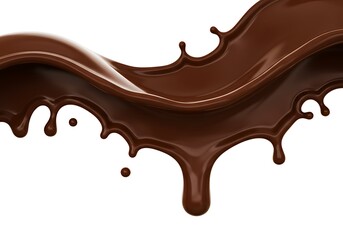 Chocolate splash with liquid texture, a delicious dessert mockup on a white background