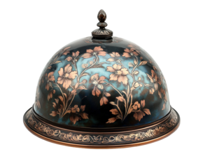 Elegant floral serving dome kitchen decorative item artistic design isolated on transparent background
