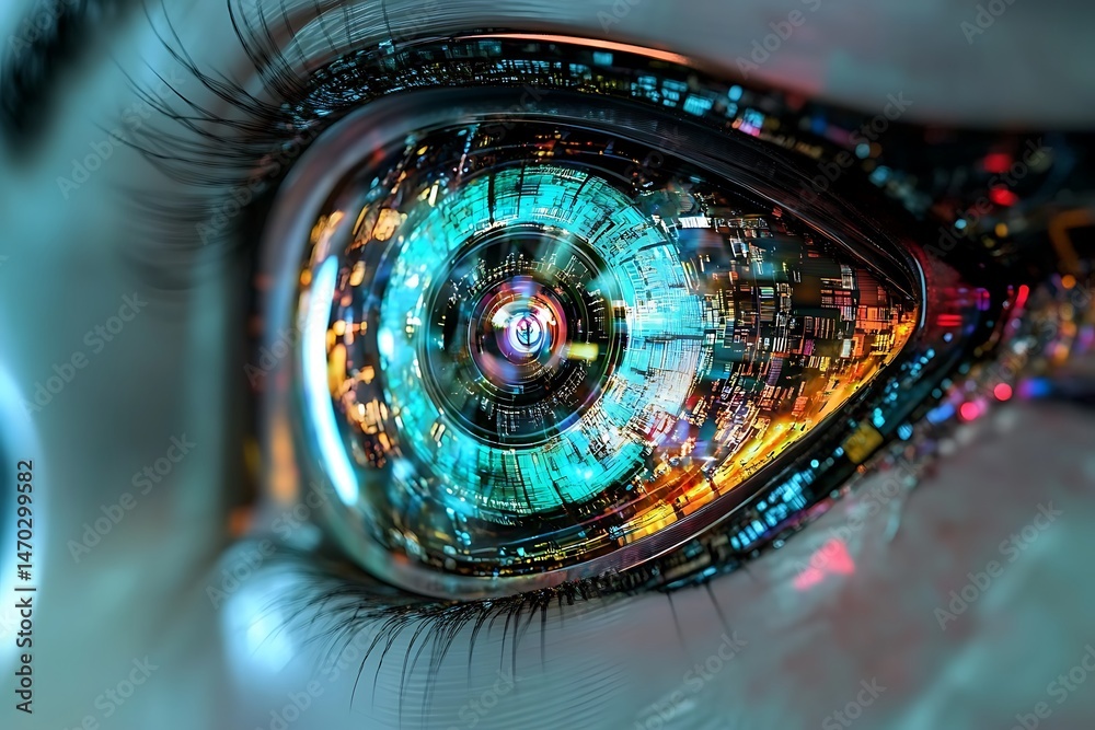 Poster vibrant robotic vision lens array with adaptive iris and multilayered optical filters