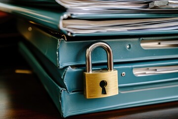 Secured documents in teal folders
