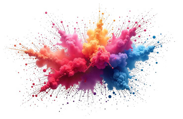 burst colorful dust particles isolated white background creates abstract design