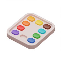Colorful 3D Rendered Paint Palette with Pastel Background