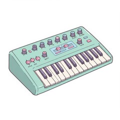 Fototapeta premium Pastel Green Synthesizer Keyboard Illustration