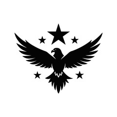 a silhouette eagle soaring army stars vector art silhouette