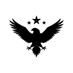 a silhouette eagle soaring army stars vector art silhouette