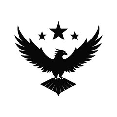 a silhouette eagle soaring army stars vector art silhouette