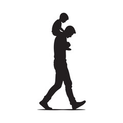 Father and Child Walking Silhouette – Cherishing Family Moments Father's Day Illustration