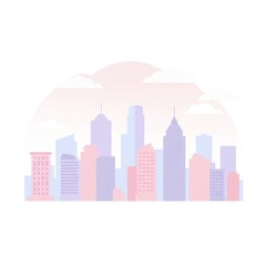 Obraz premium Pastel Pink and Purple City Skyline Illustration