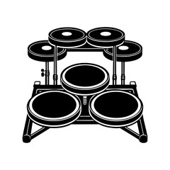 a silhouette of an electric drum pad set vector art