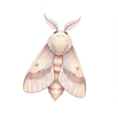 Obraz premium Creamy White Moth Watercolor Illustration