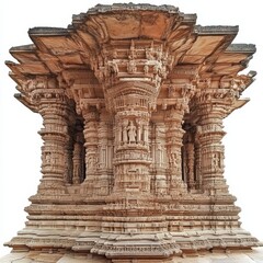 Ancient Indian Architectural Building with Traditional Design, Isolated on White Background, Full Cut-Out for Cultural, Historical, and Architectural Concepts