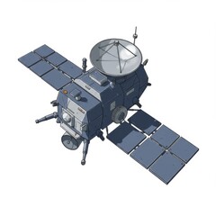 Detailed 3D Model of a Gray Spacecraft with Solar Panels
