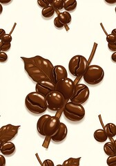 Rich Brown Coffee Bean Harvest: Seamless Pattern AI Generated