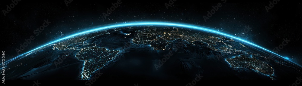 Poster an illuminated depiction of the earth from outer space