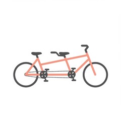 Fototapeta premium Pink Tandem Bicycle Illustration on White Background