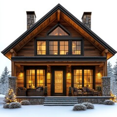 Luxury Residential Homes with Elegant Architecture and Manicured Exteriors, Isolated on White Background, Full Cut-Out for Real Estate, Architecture, and Lifestyle Concepts