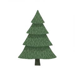 Fototapeta premium Simple Illustration Of A Green Evergreen Tree