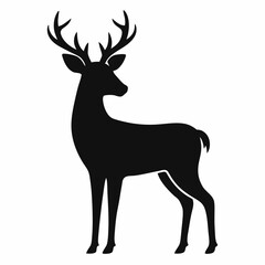 Fototapeta premium Deer silhouette black vector on white background.