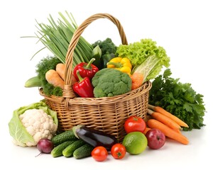 Fresh Vegetables in a Wicker Basket