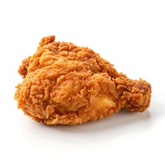 Crispy Fried Chicken Piece Against White Background