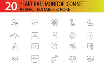 HEART RATE MONITOR ICON SET COLLECTION