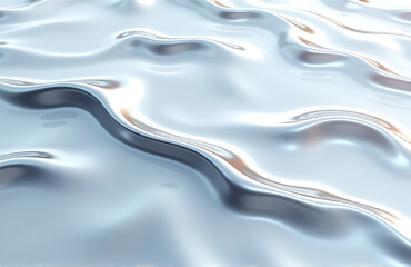 Fototapeta premium reflective silver metallic liquid flowing chromed surface resembles calmness still water abstract
