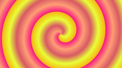 Hypnotic pink and yellow spiral, gradient swirl pattern
