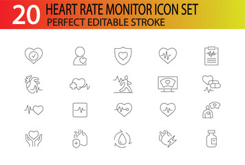 HEART RATE MONITOR ICON SET COLLECTION