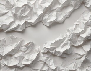 Fototapeta premium Close-up of crumpled white paper, texture details visible, damaged, waste