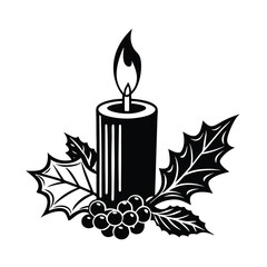 charismas holiday candle with holly berries 