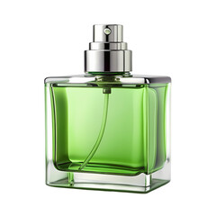 Green Perfume Bottle Elegant Fragrance Spray on Transparent background