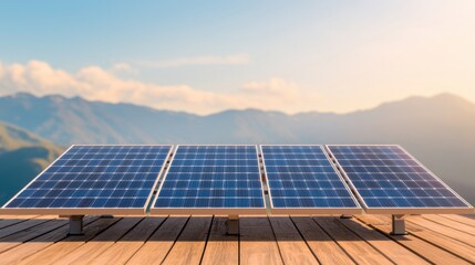 Obraz premium Energy Solar Tracking Concept, Solar Carport with Tracking Panels Providing Shade for Outdoor Spaces Against a Scenic Background