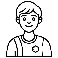 笑顔の少年の線画アイコン / Line art icon of smiling boy