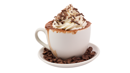 Indulge in a Delicious Hot Chocolate Drink Topped with Whipped Cream and Chocolate Shavings