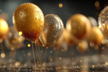 Golden Celebration Balloons – Luxurious Festive Decor with Glitter and Sparkle

