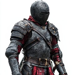 Fototapeta premium Cut-Out Image of Medieval Armor Isolated on White Background, Featuring Full Plate Design and Historical Details, Ideal for Educational, Gaming, and Fantasy-Themed Visual Concepts.