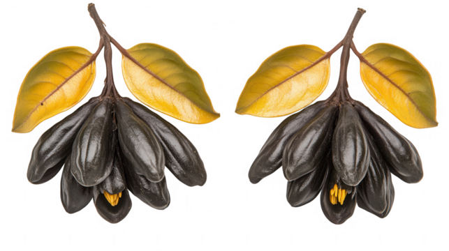 Isolated PNG transparent background of clivia flower with golden leaf