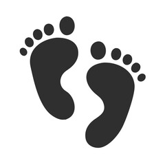 Silhouette of Baby Footprints, vector icon on isolated background